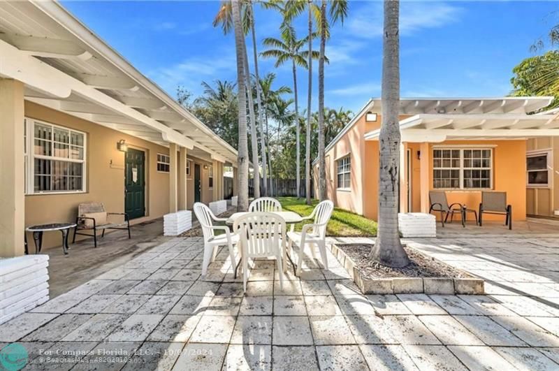 a view of a outdoor space with a patio