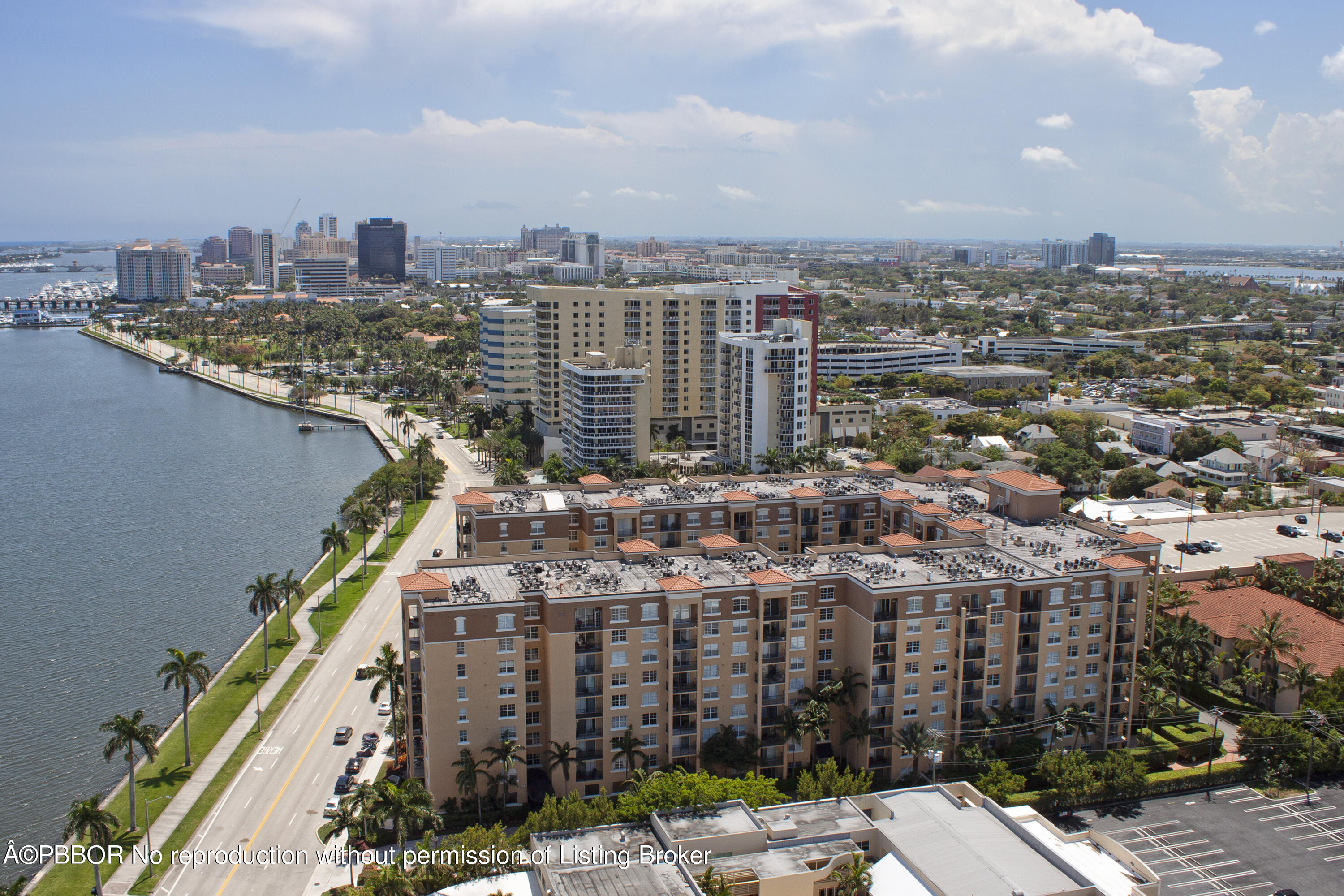 a view of a city with tall buildings