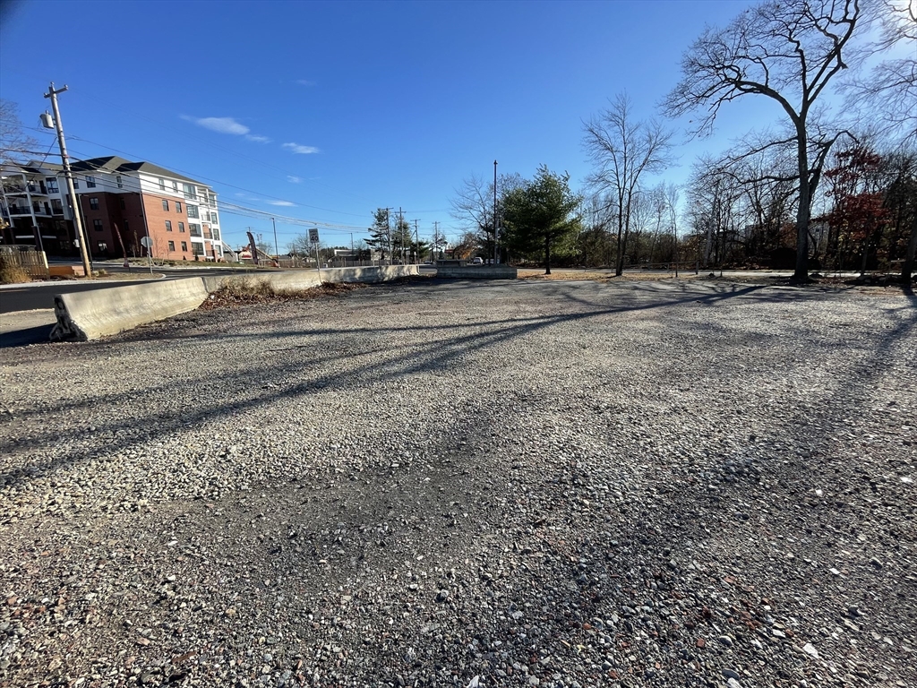 a view of a yard with car parked