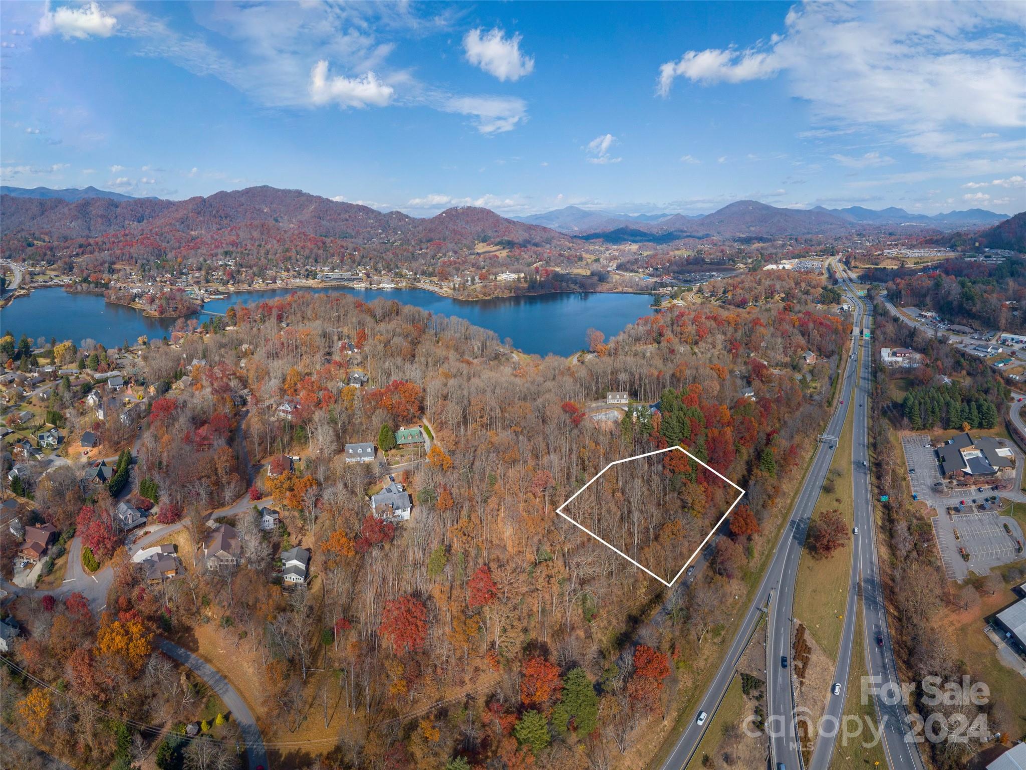 a view of a city with mountain