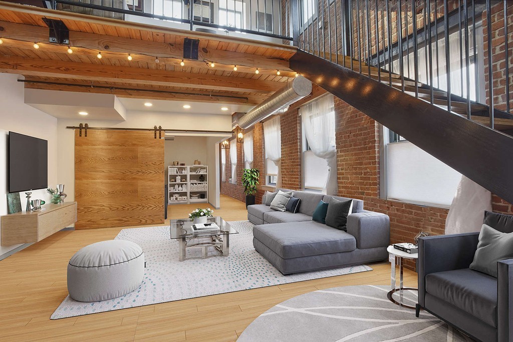 a living room with furniture and a flat screen tv