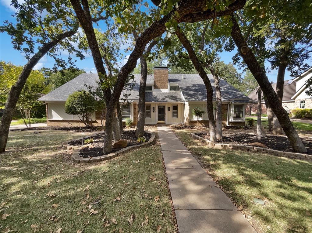 a view of a yard with a tree