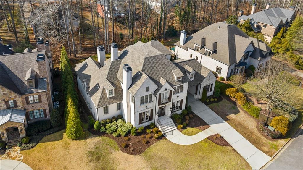 an aerial view of a house