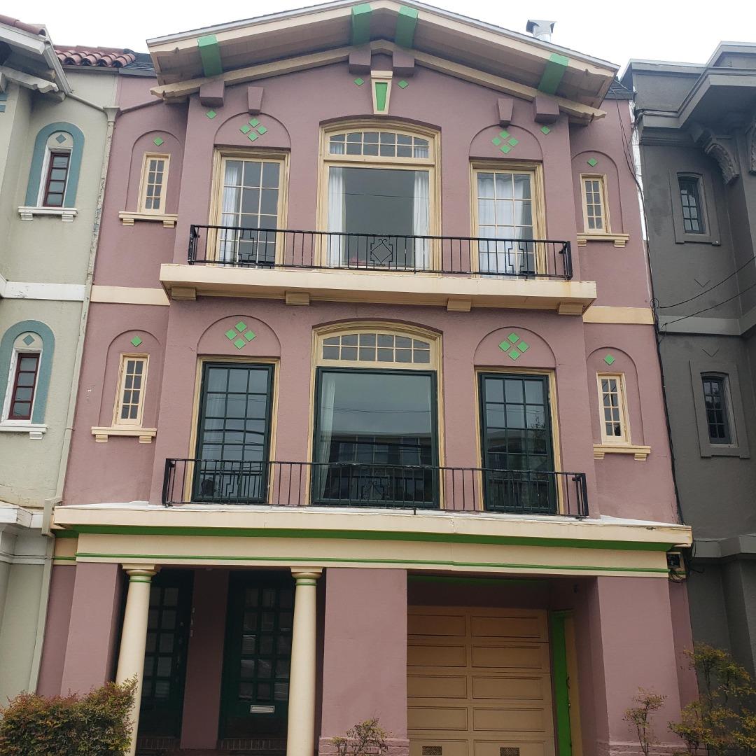 a front view of residential houses