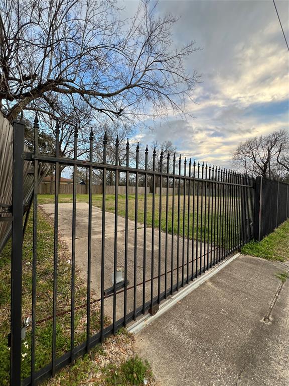 a view of a black gate