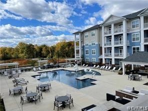 a city view with patio