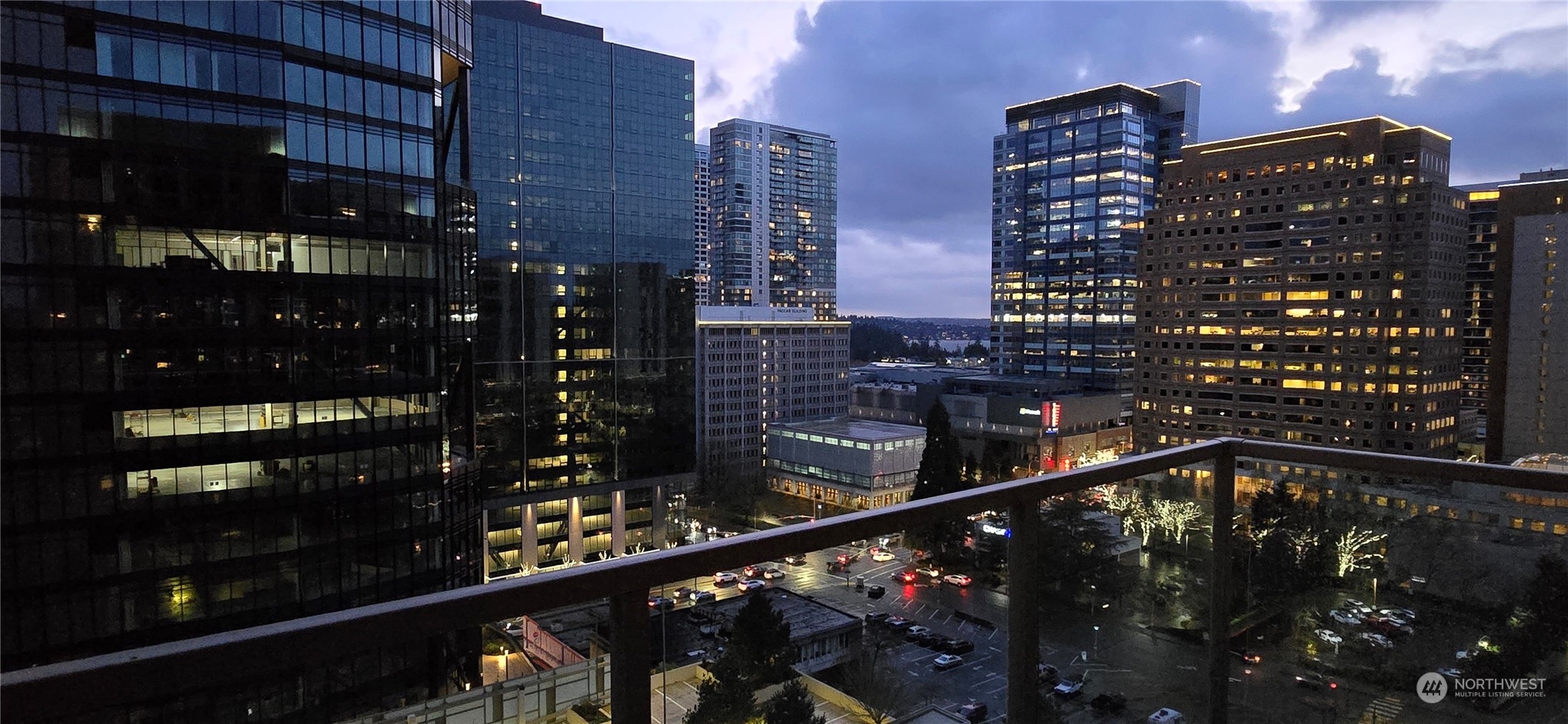 a city view from a balcony