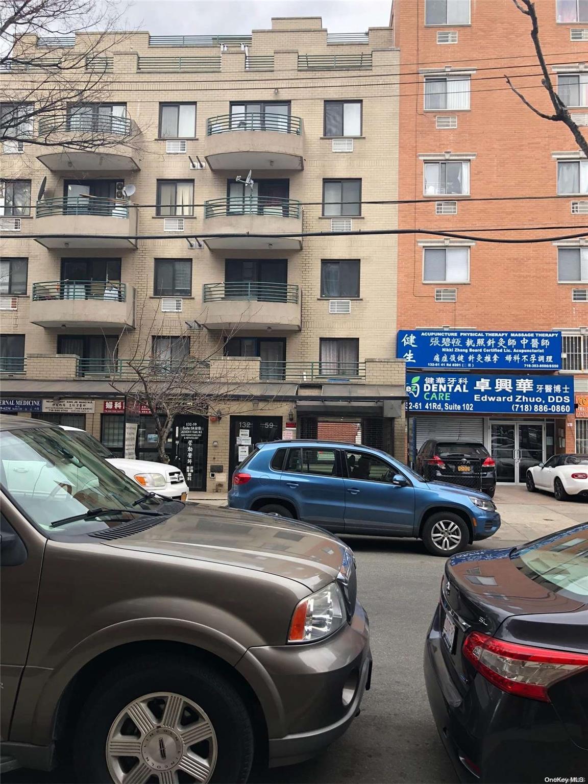 a car parked in front of a building