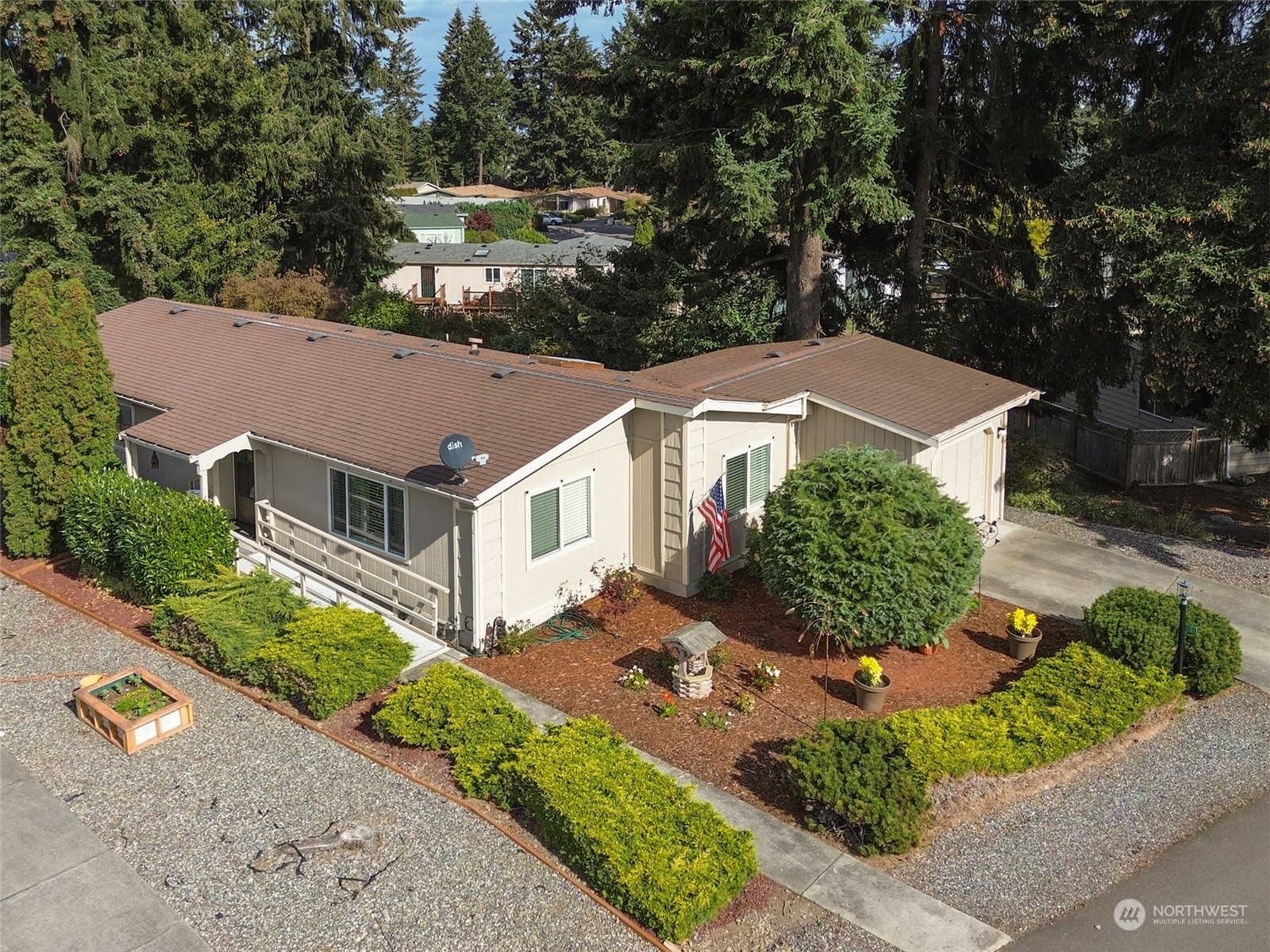 an aerial view of a house