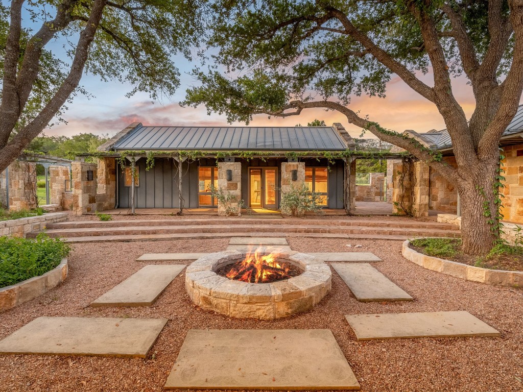 a front view of a house with entertaining space