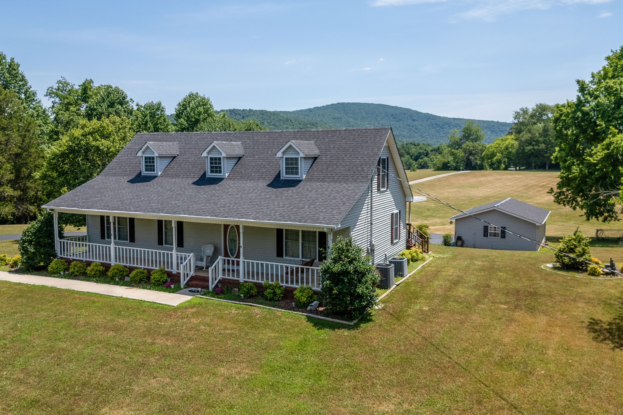 an aerial view of a house