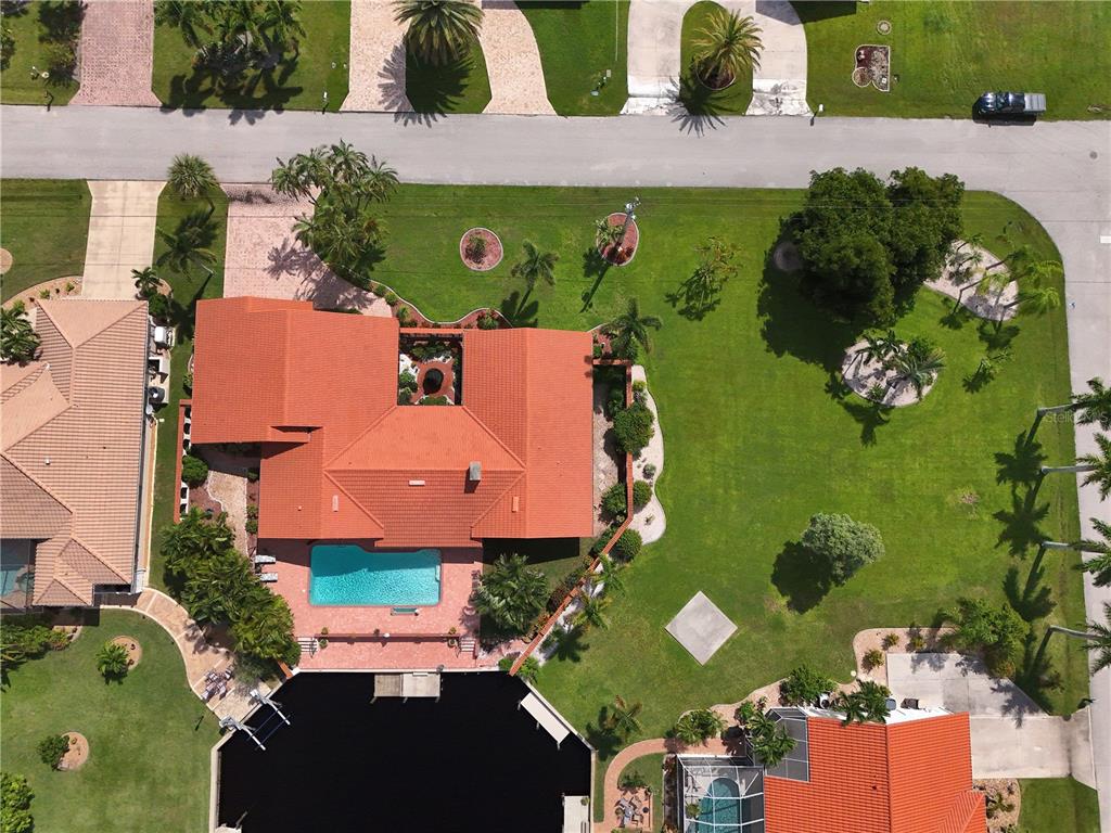 an aerial view of a house