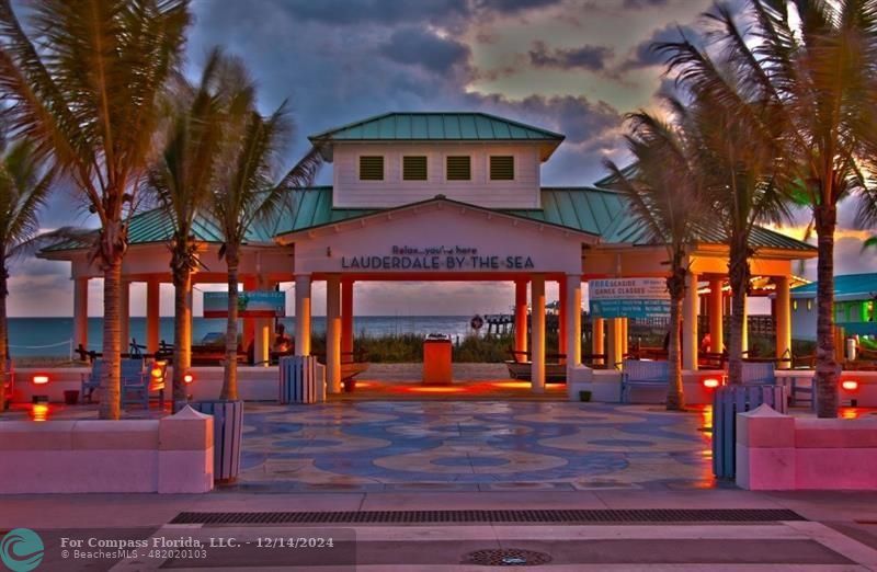 a front view of a building with street view