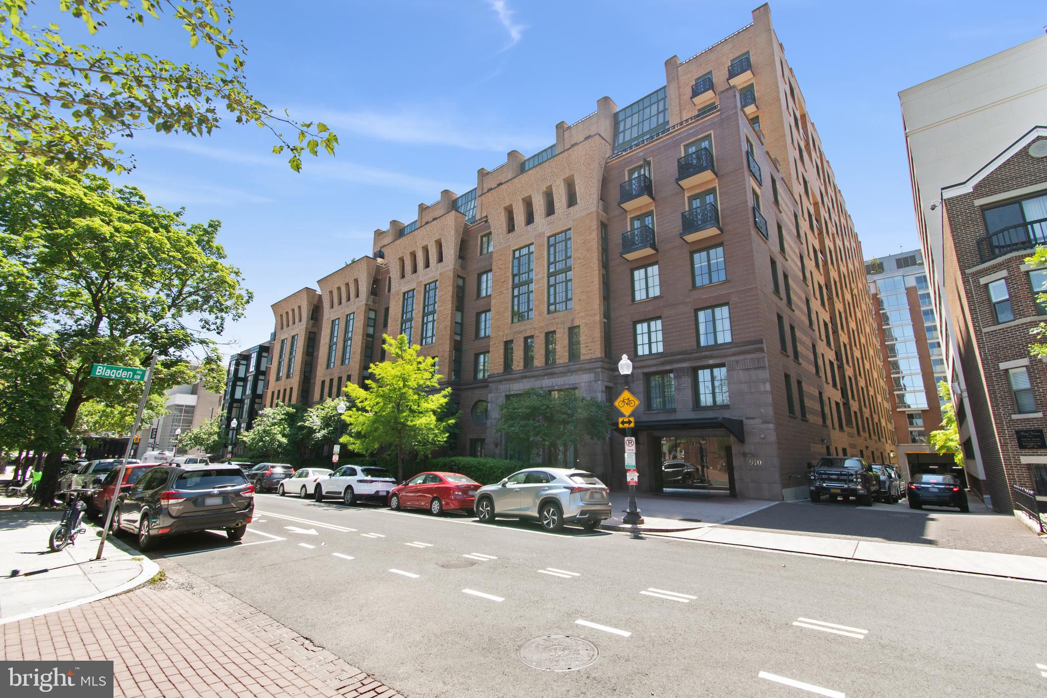 a view of a building and a street