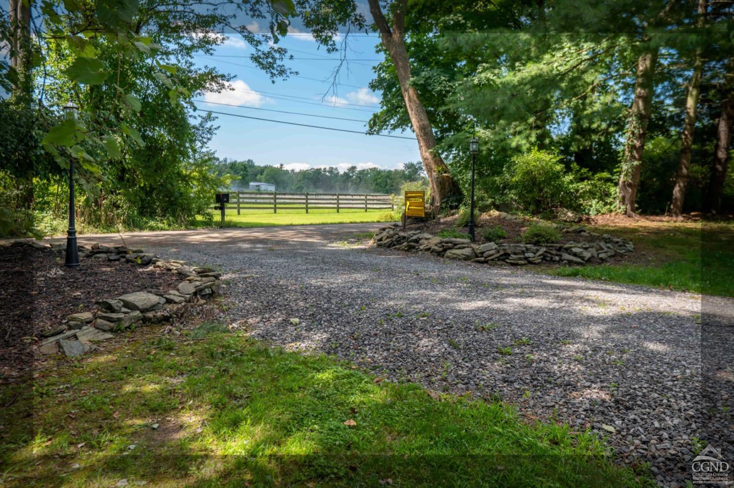 a view of a yard with a tree