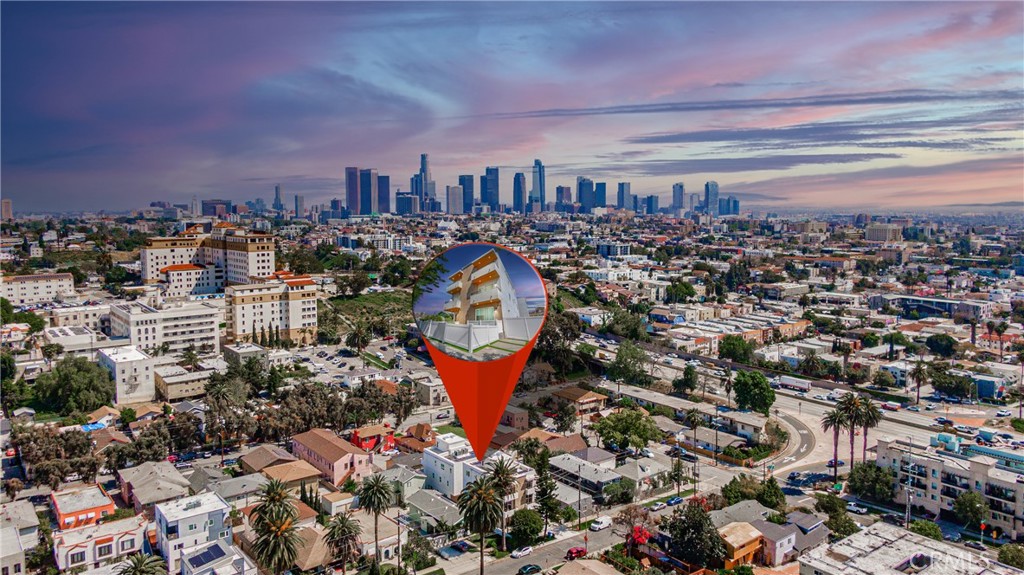 an aerial view of a city