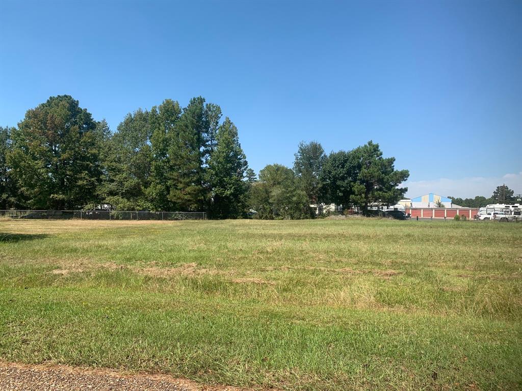 a view of a field with an trees