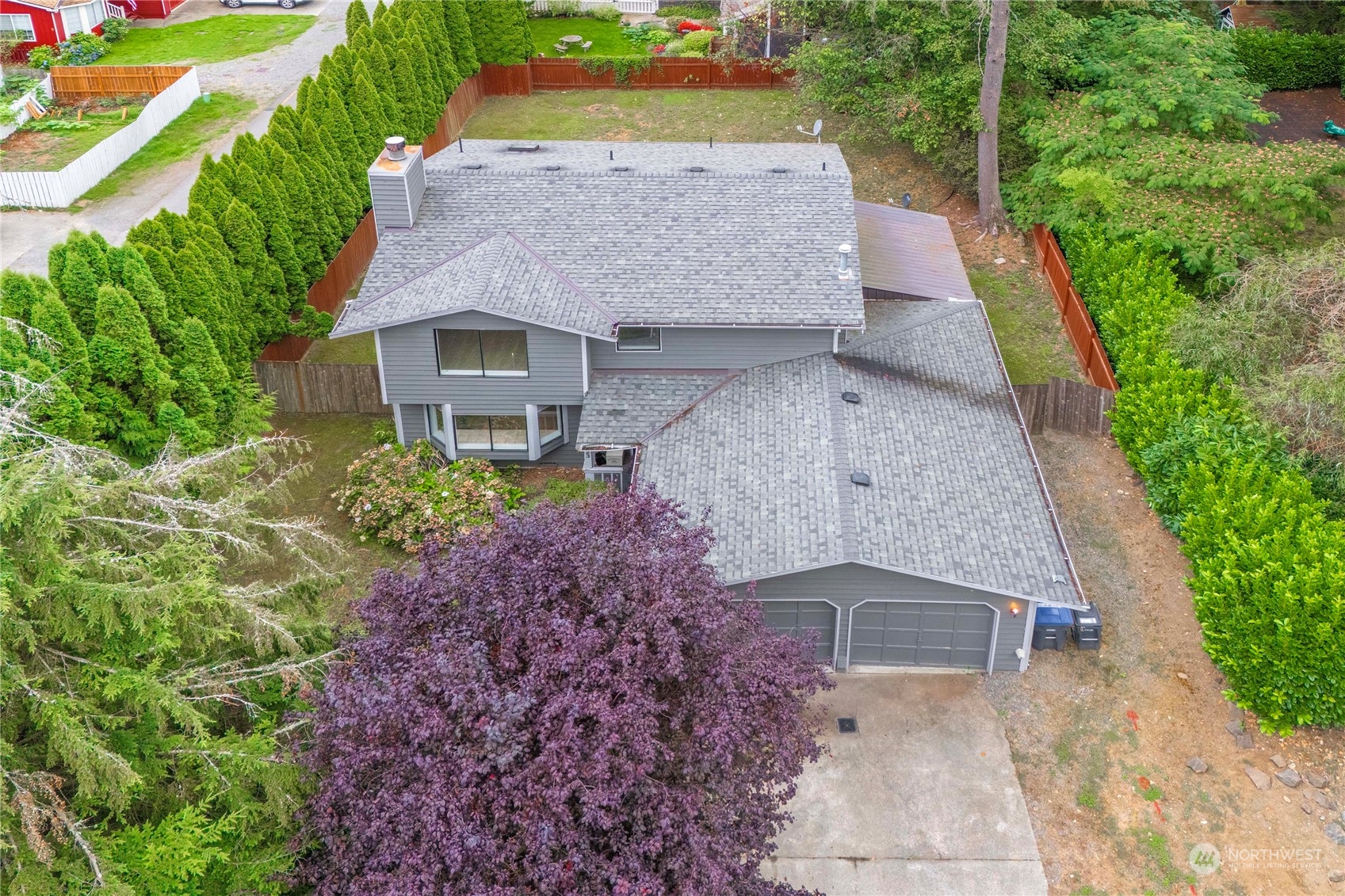 an aerial view of a house