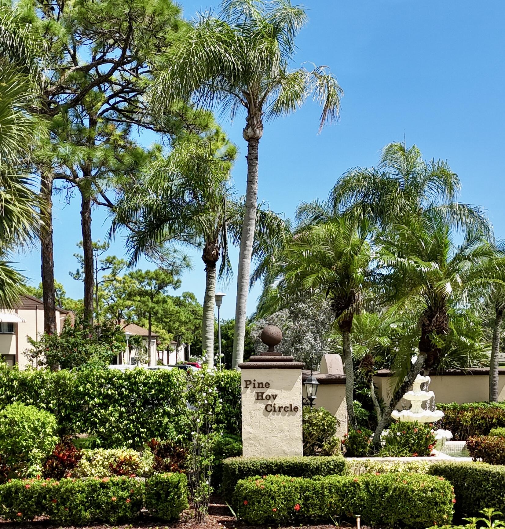 a view of a sign in a garden