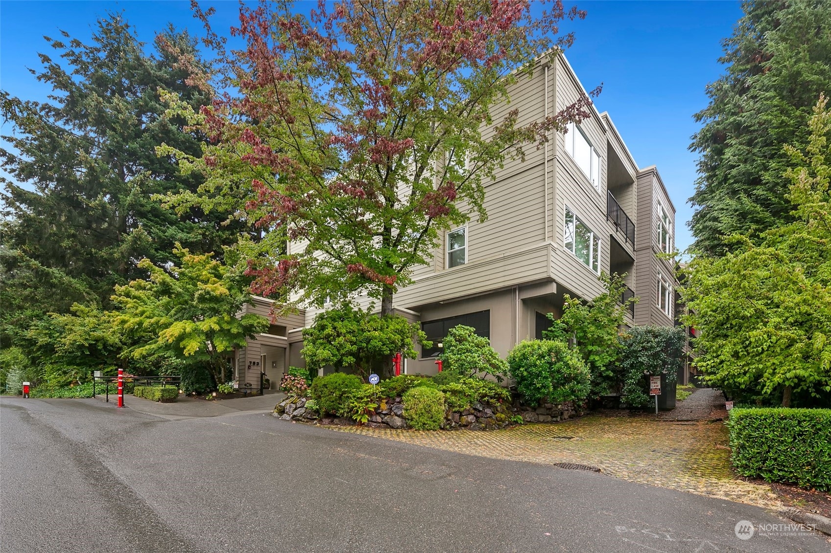 front view of a house with a street