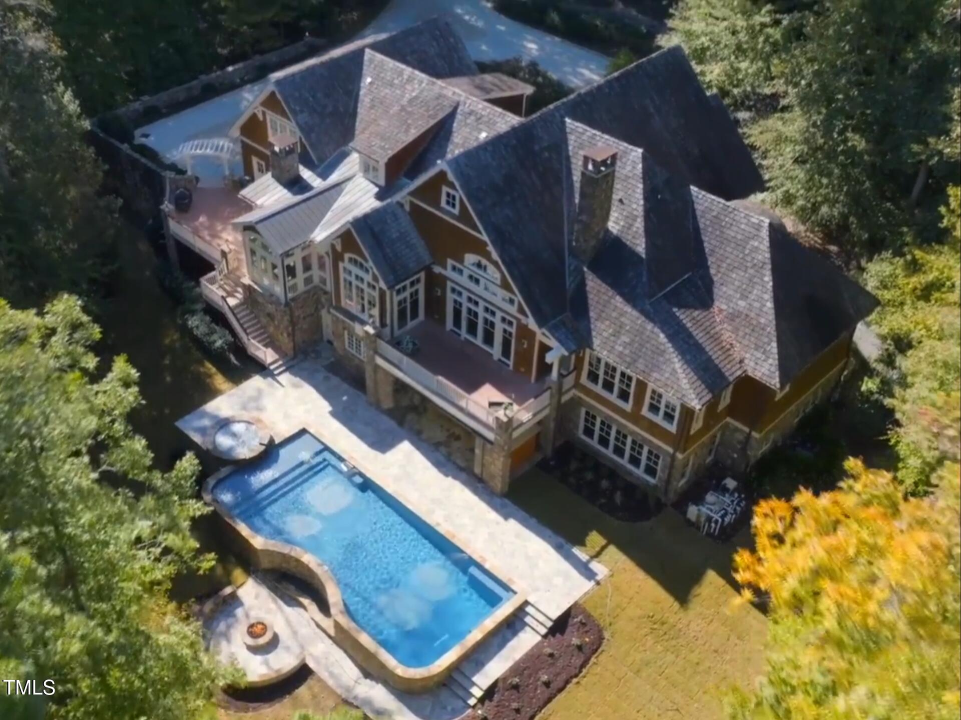 an aerial view of a house