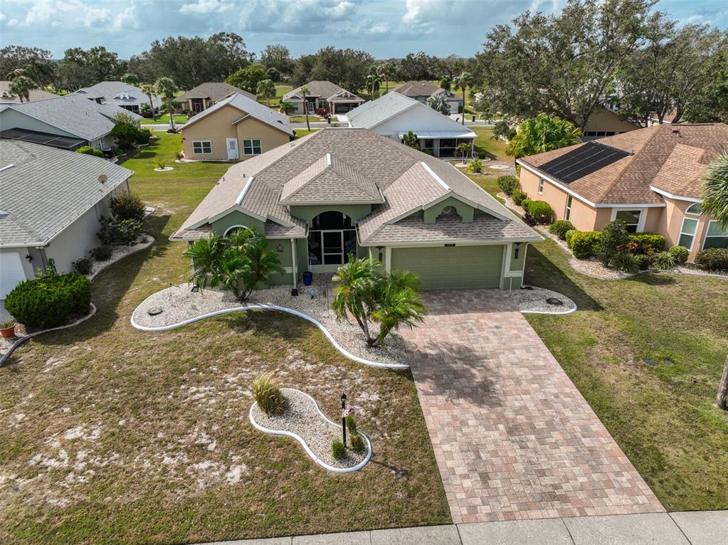 an aerial view of a house