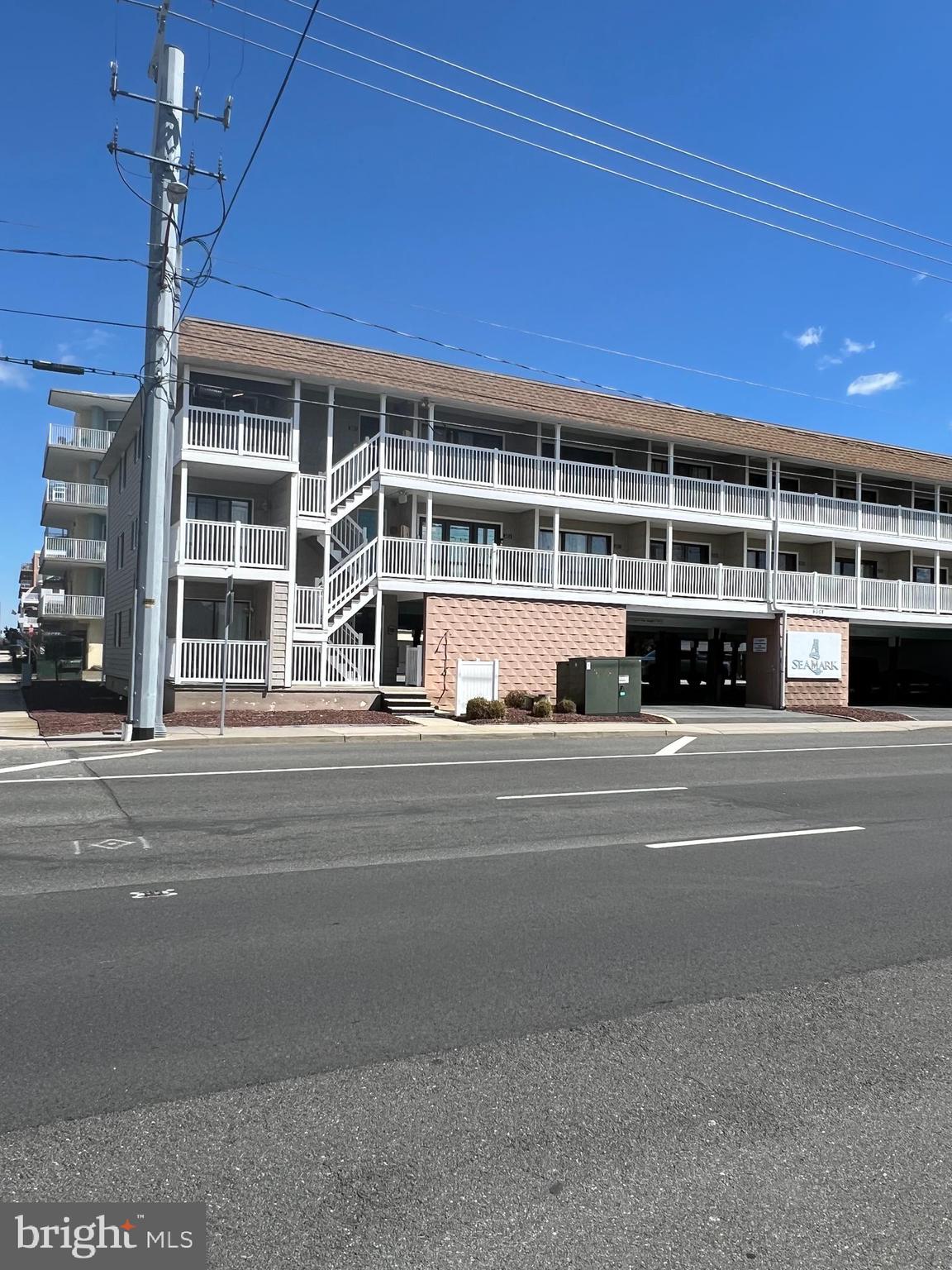 a view of a building with a balcony