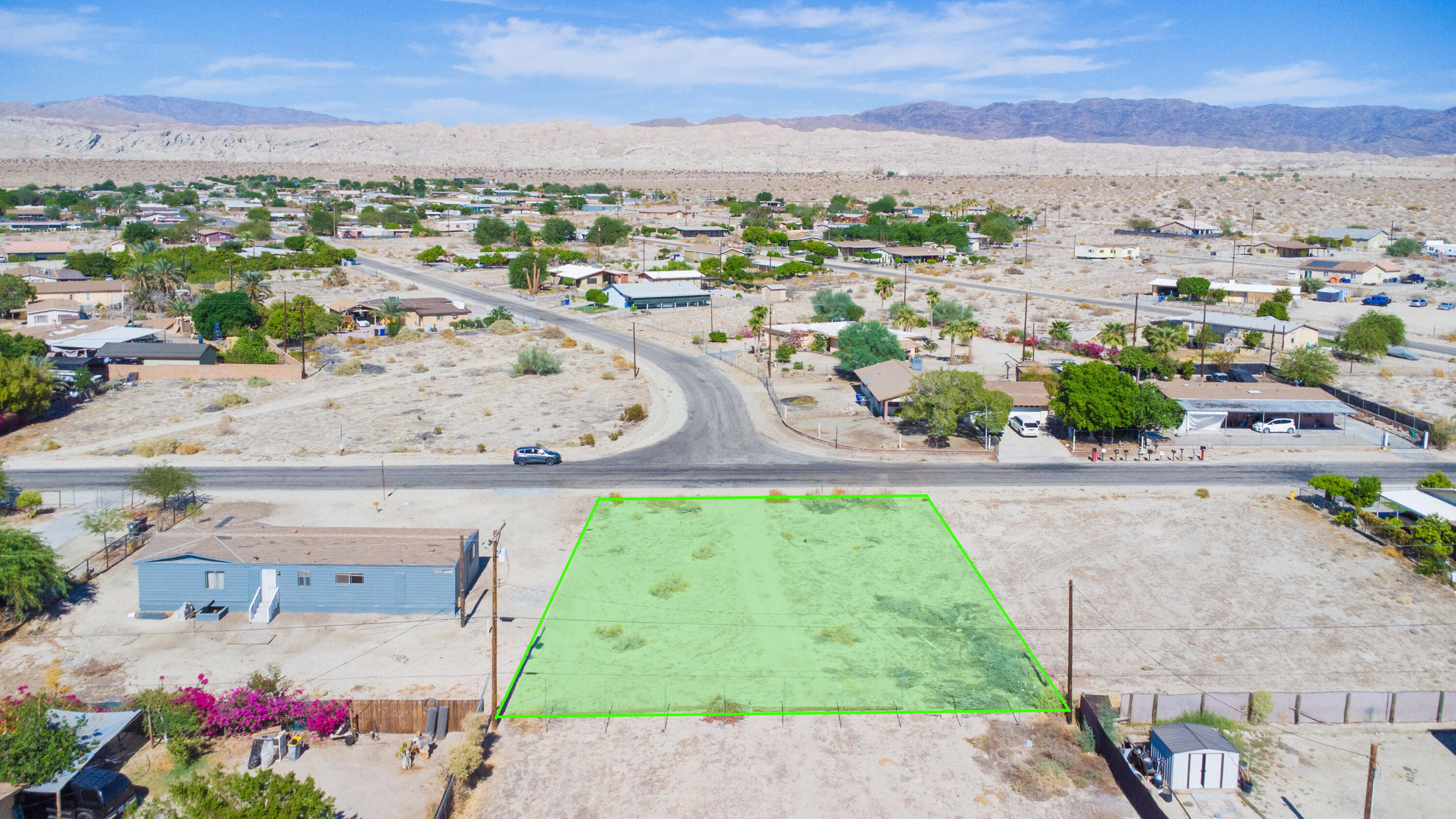 an aerial view of a house