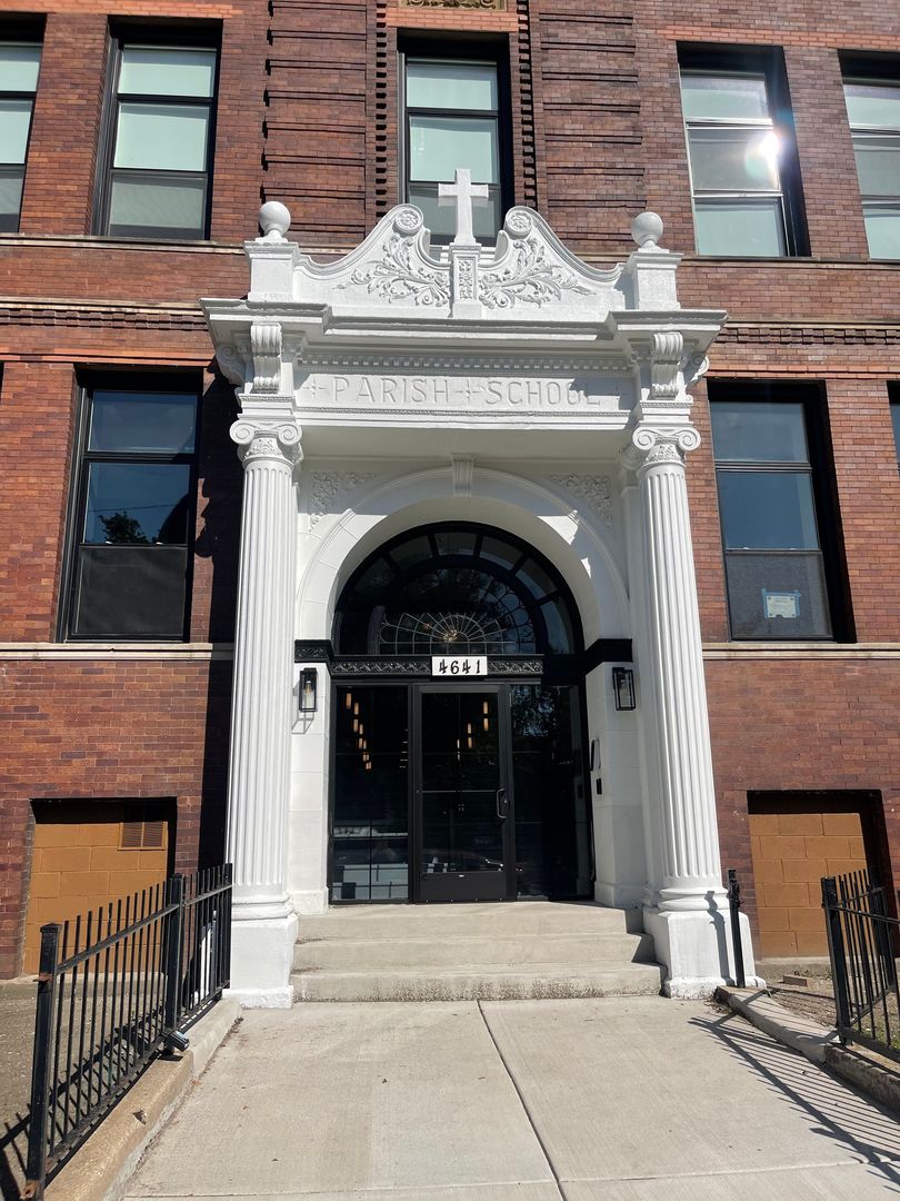 a view of building with door