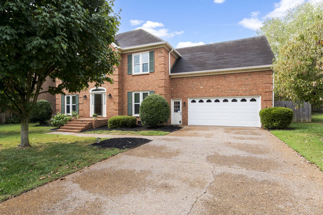 This cul-de-sac home has a long, level driveway.