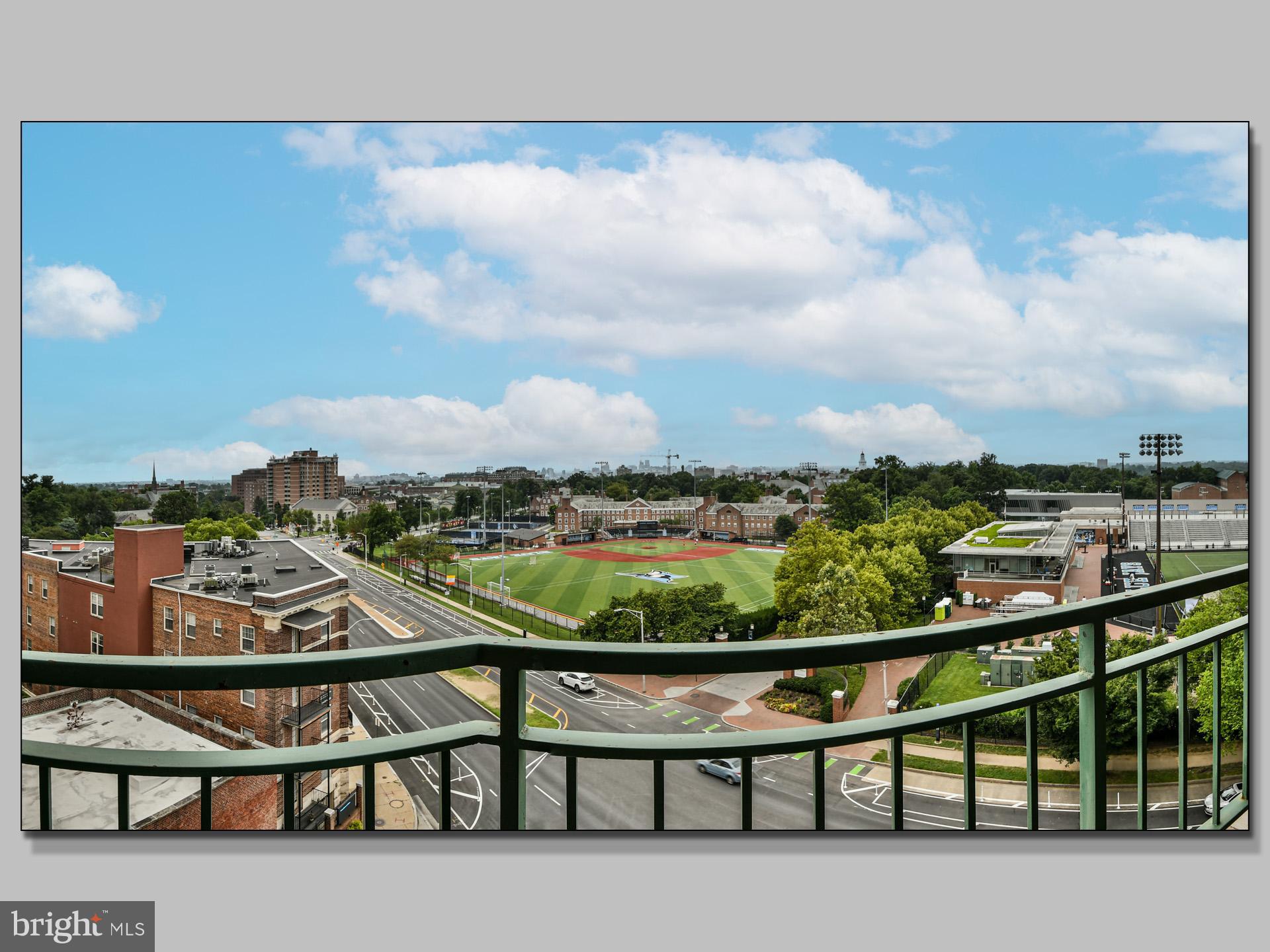 a view of city from a balcony