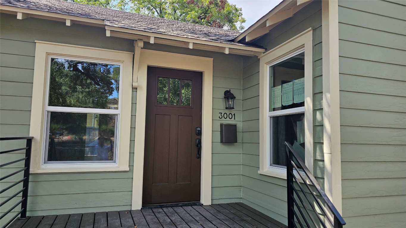 a view of front door and porch