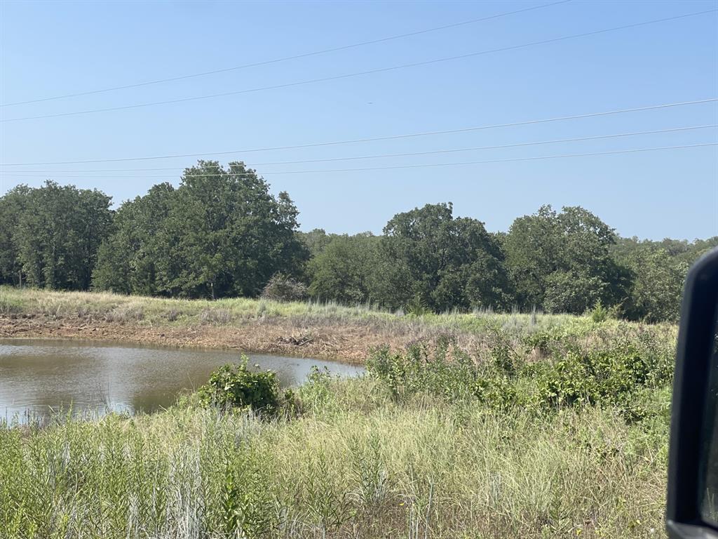 a view of lake with green field and trees