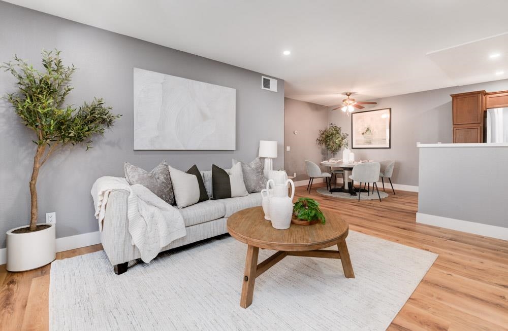 a living room with furniture and a couch