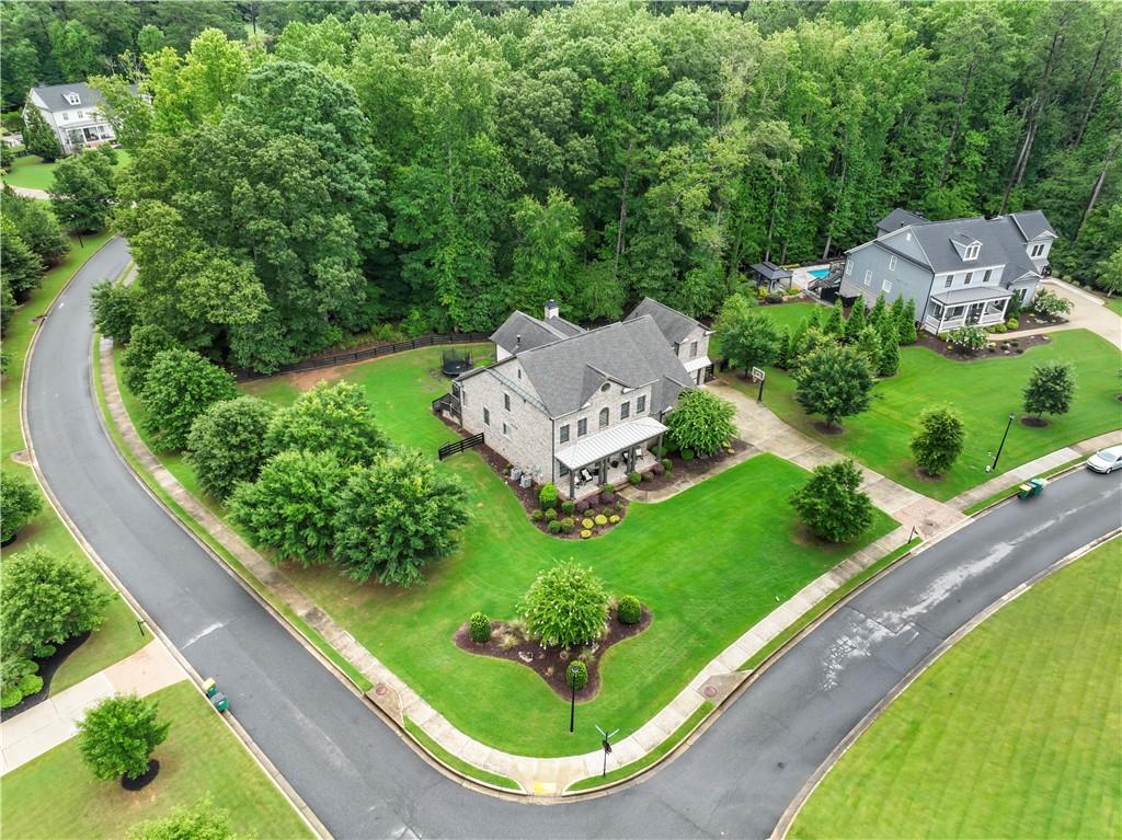 an aerial view of a house