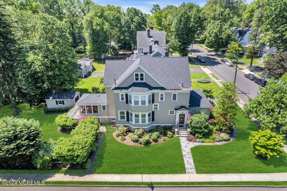 a aerial view of a house with a garden