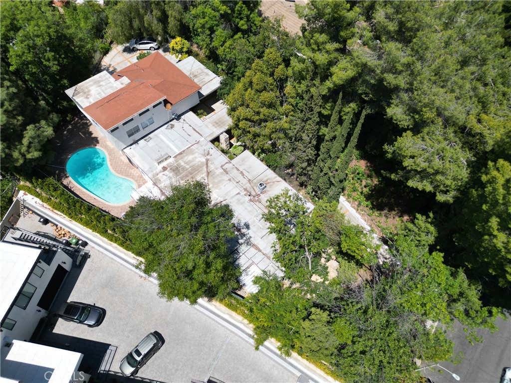 an aerial view of a house