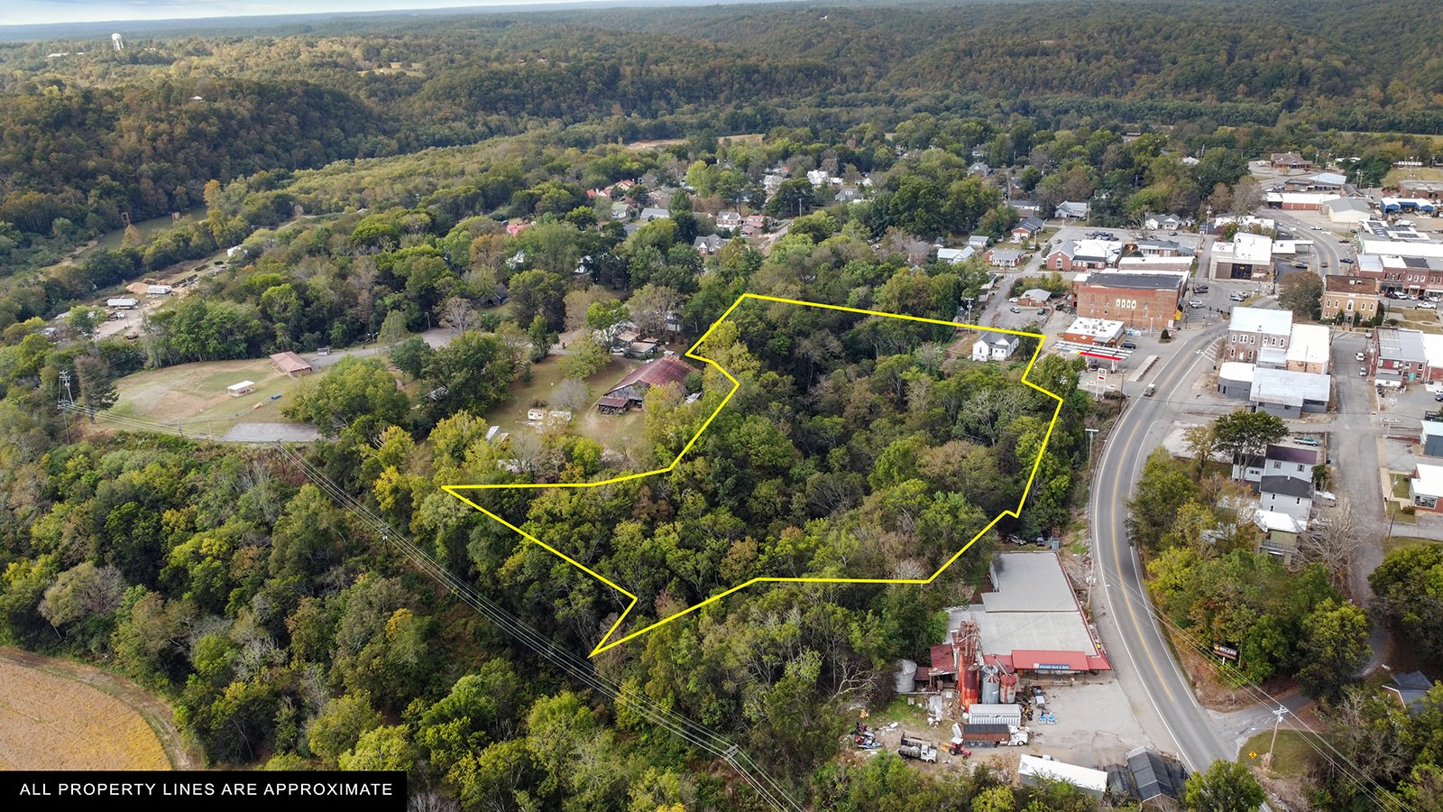 an aerial view of a residential houses