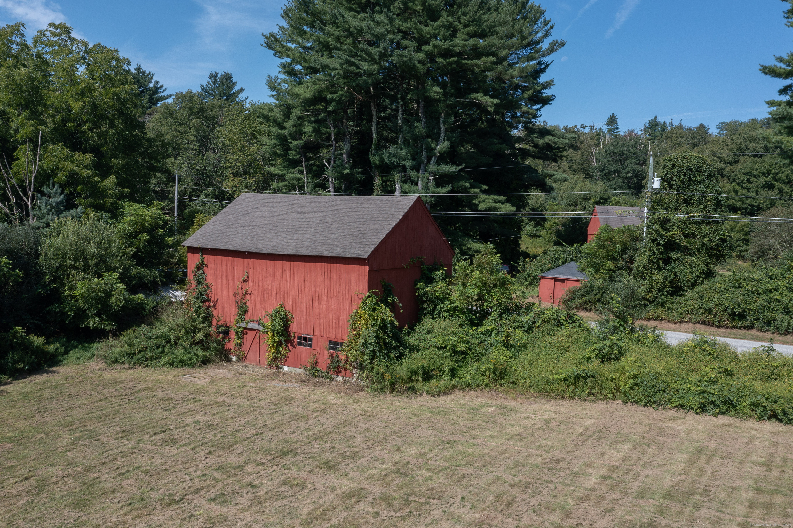 an aerial view of a house