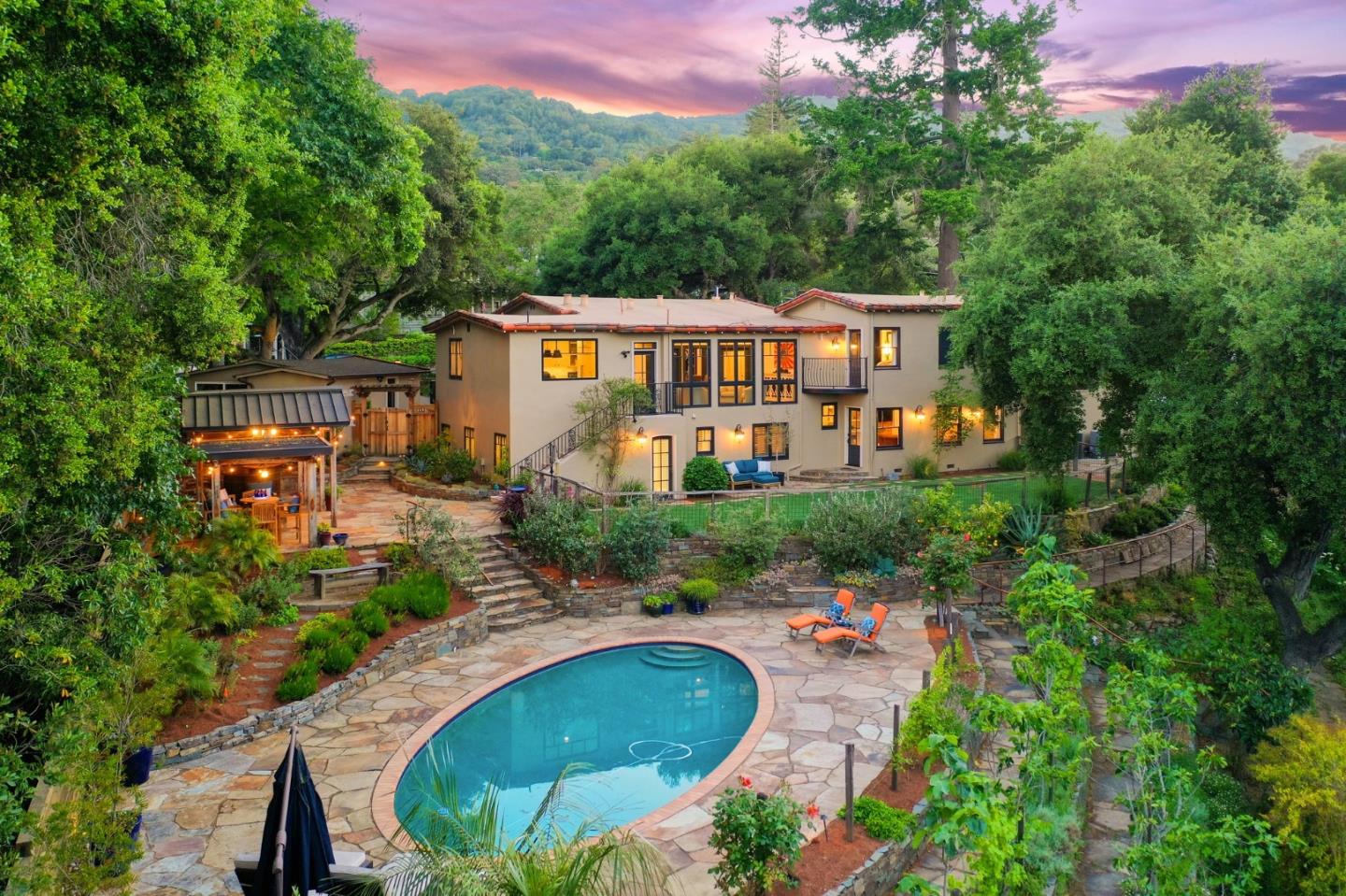 an aerial view of a house