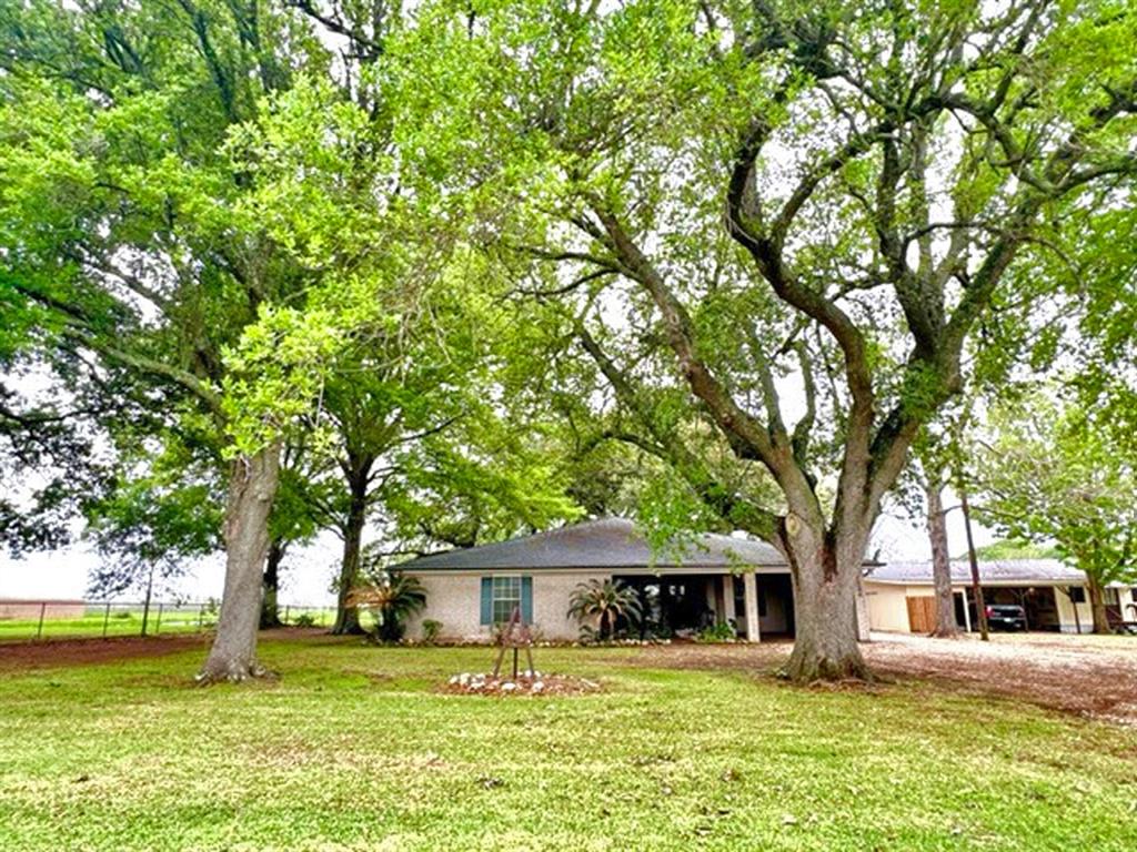 a front view of a house with a garden and trees