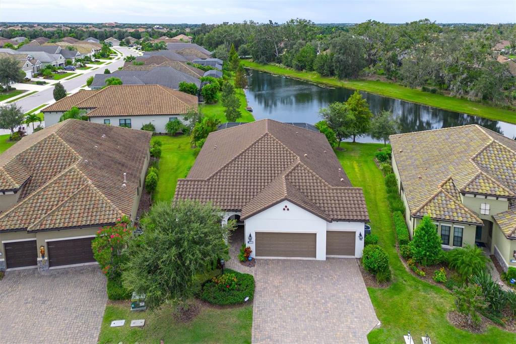 an aerial view of a house