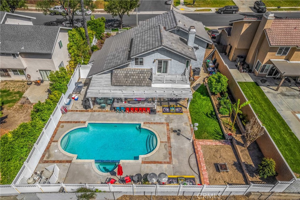 an aerial view of a house