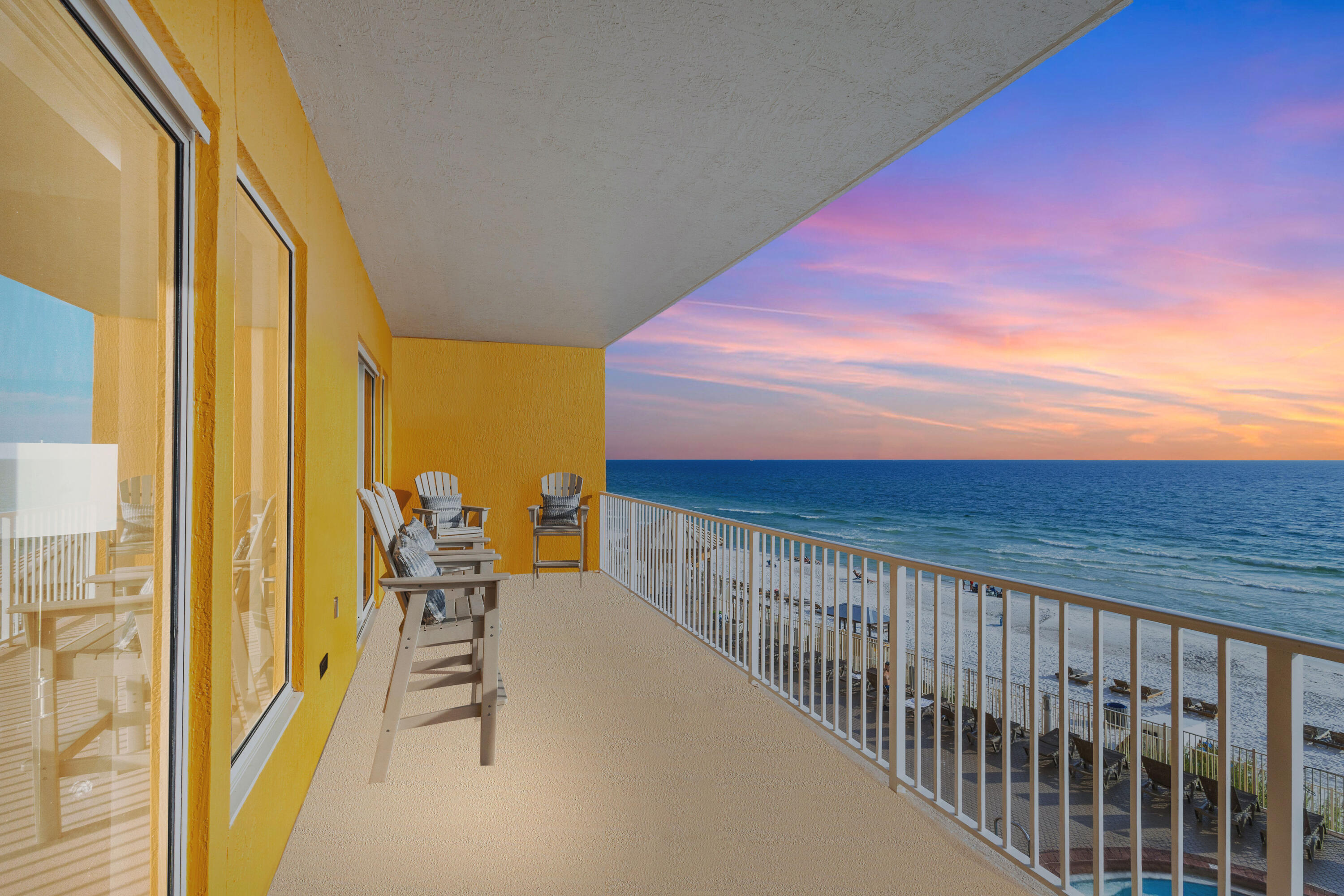 a balcony with view of the ocean