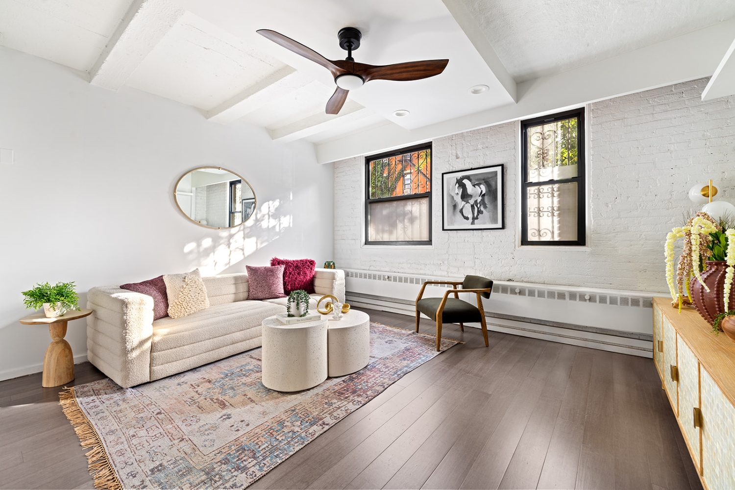 a living room with furniture