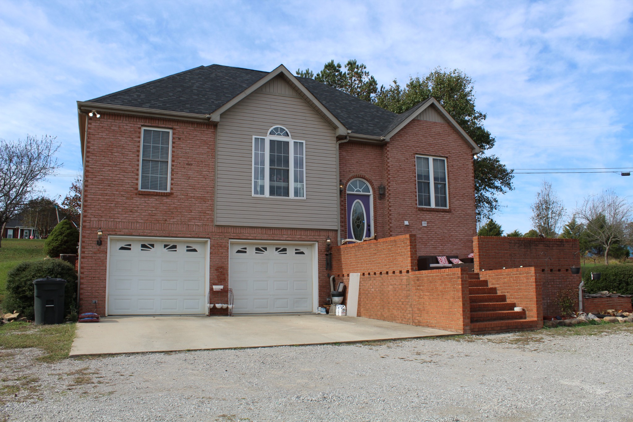 front view of a house with a garage