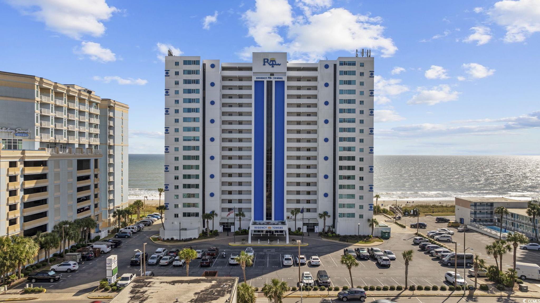 View of building exterior with a water view