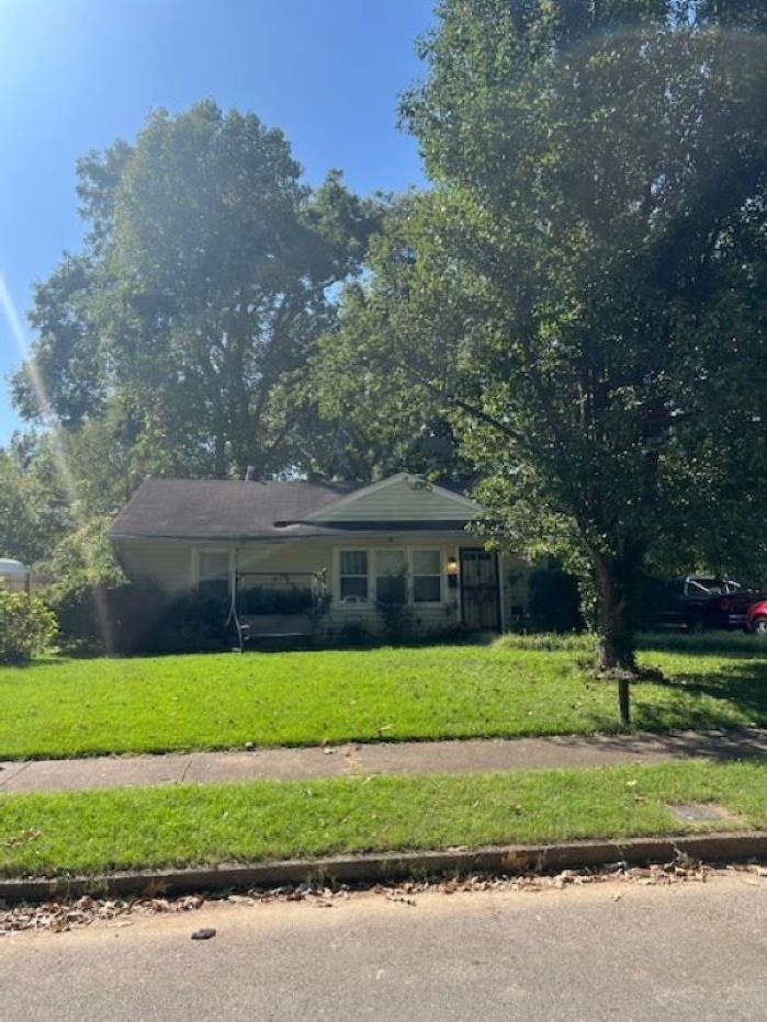 a view of a yard in front of a house