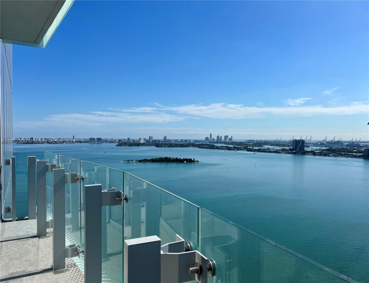 a view of a lake from a balcony