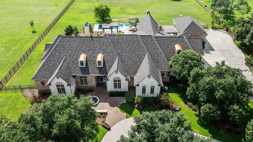 an aerial view of a house